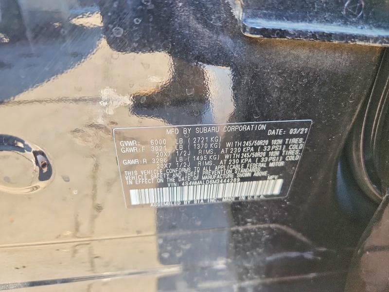 2021 SUBARU ASCENT LIMITED 13