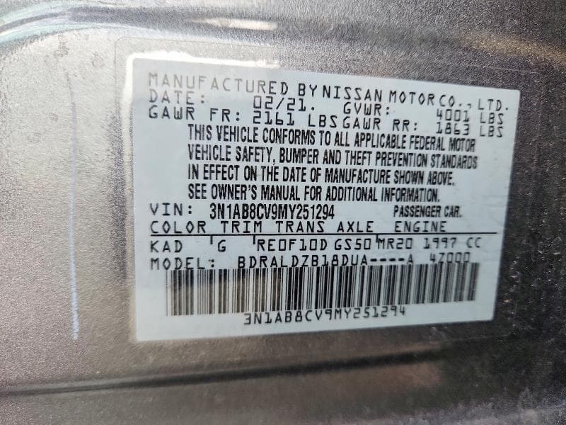 2021 NISSAN SENTRA SV SV 12