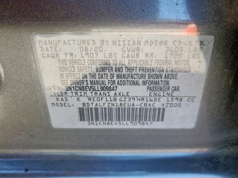 2020 NISSAN VERSA SV 13
