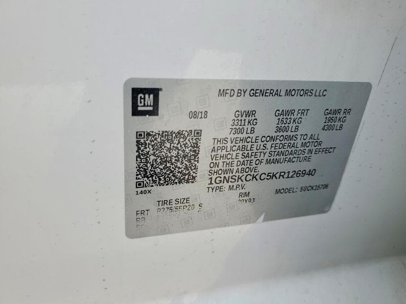2019 CHEVROLET TAHOE K1500 PREMIER 12