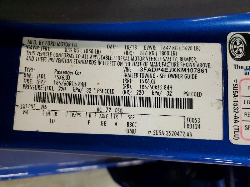 2019 FORD FIESTA SE SE 13