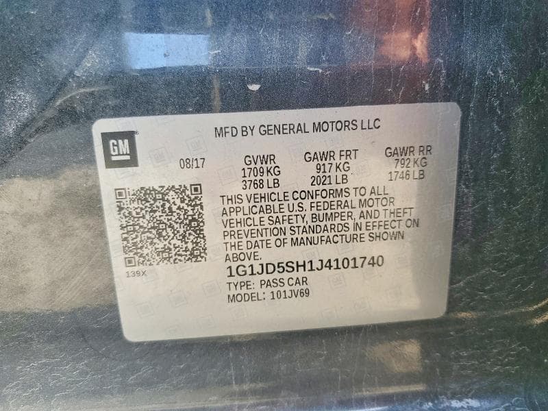 2018 CHEVROLET SONIC LT LT 12