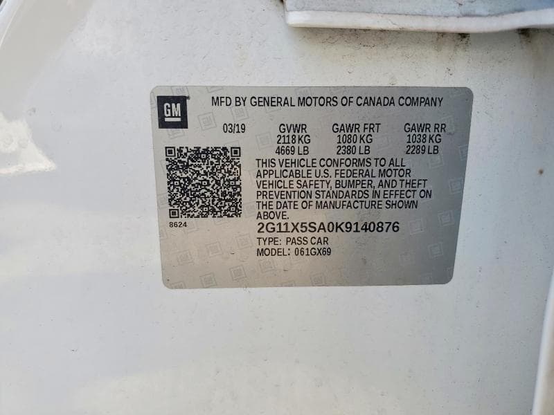 2019 CHEVROLET IMPALA LS 12