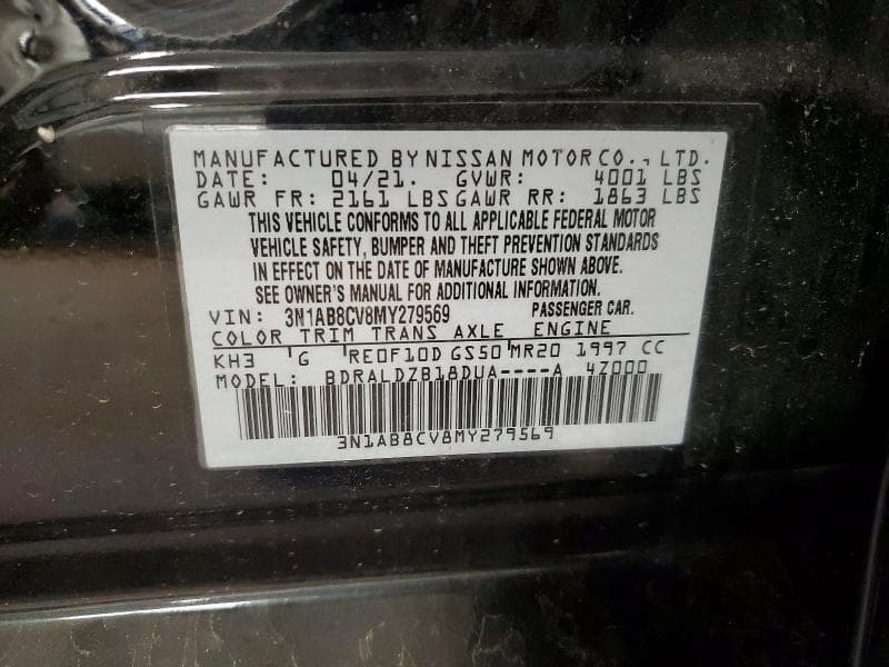 2021 NISSAN SENTRA SV SV 12