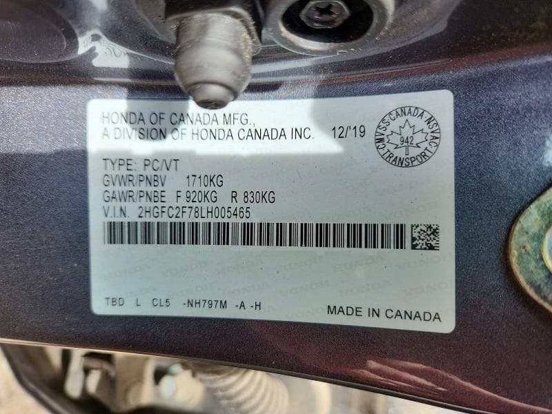 2020 HONDA CIVIC EX 12