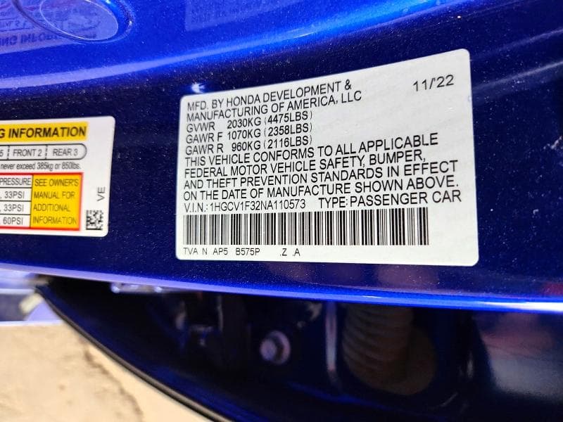 2022 HONDA ACCORD SPORT SPORT 12