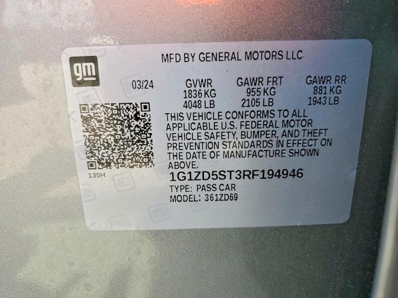 2024 CHEVROLET MALIBU LT LT 12