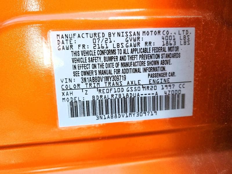2021 NISSAN SENTRA SR SR 12