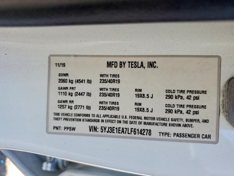2020 TESLA MODEL 3 12