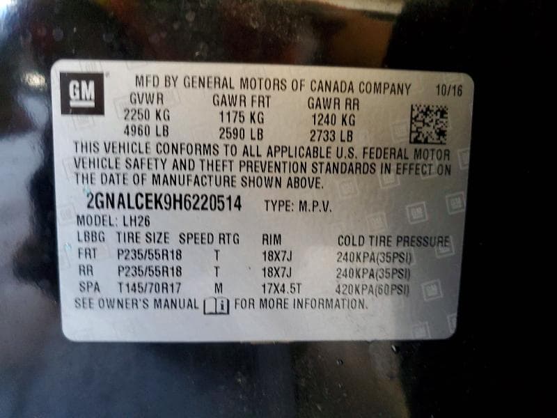 2017 CHEVROLET EQUINOX LT LT 13
