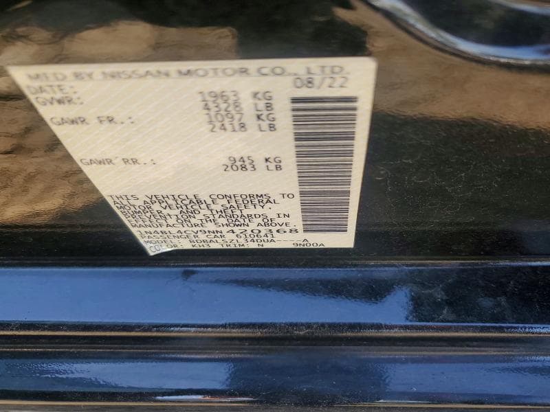 2022 NISSAN ALTIMA SR SR 12