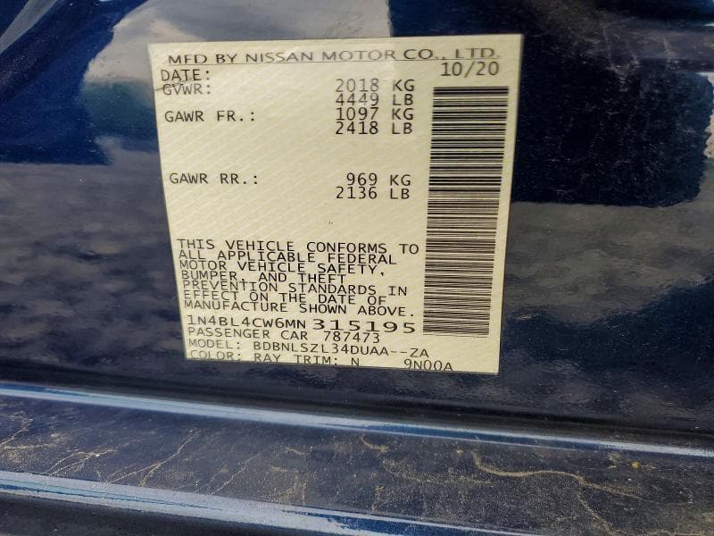 2021 NISSAN ALTIMA SR SR 12