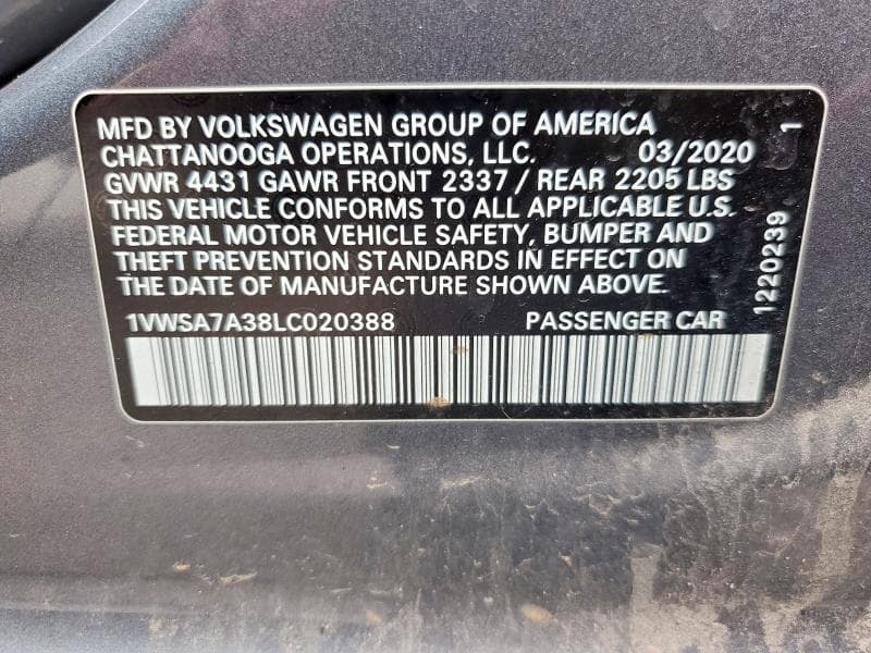 2020 VOLKSWAGEN PASSAT SE 12