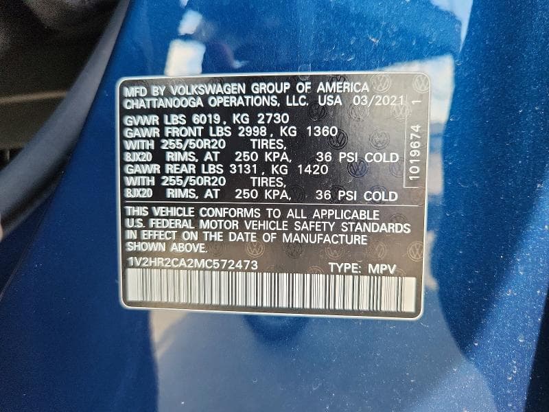 2021 VOLKSWAGEN ATLAS SE SE 13