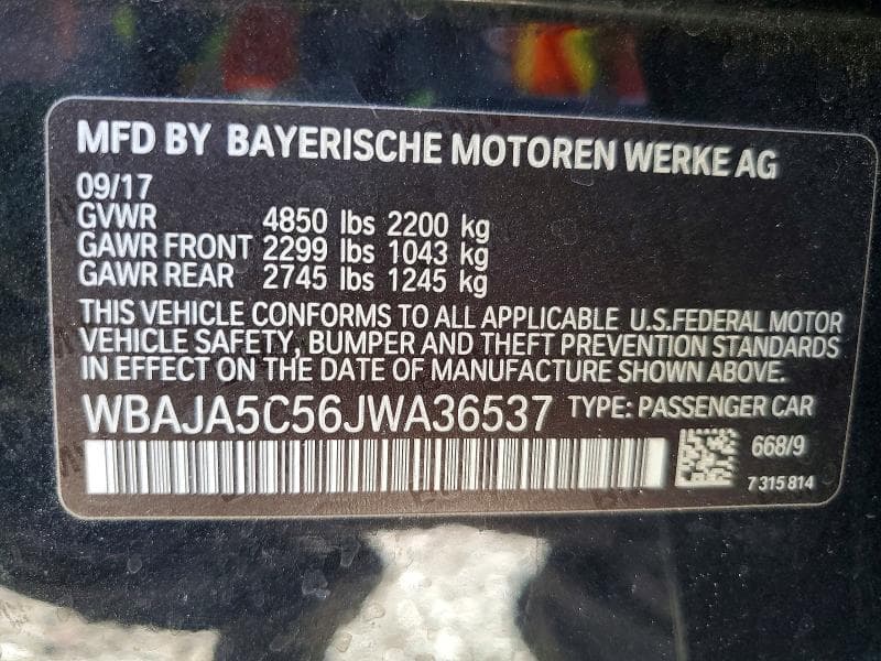 2018 BMW 530 I I 12