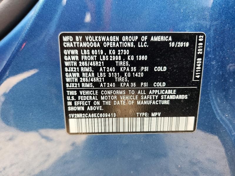 2019 VOLKSWAGEN ATLAS SEL PREMIUM 13