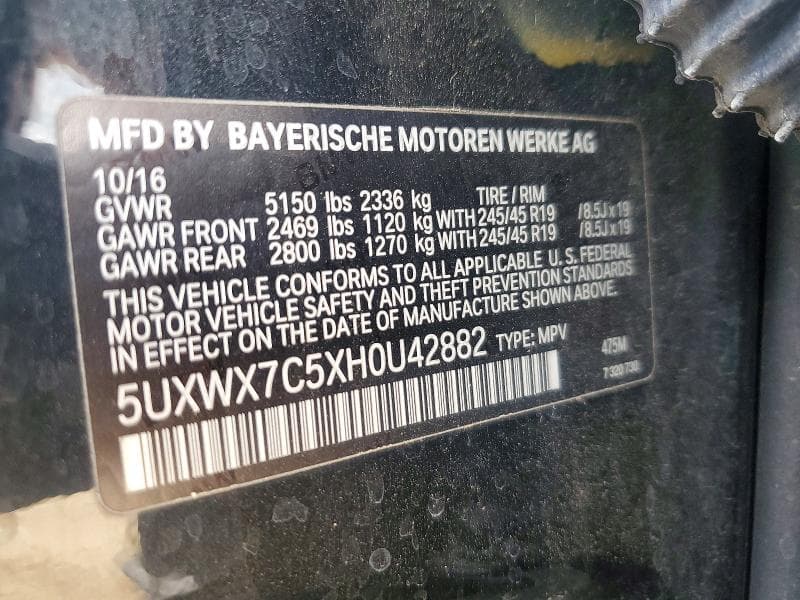 2017 BMW X3 XDRIVE35I 12