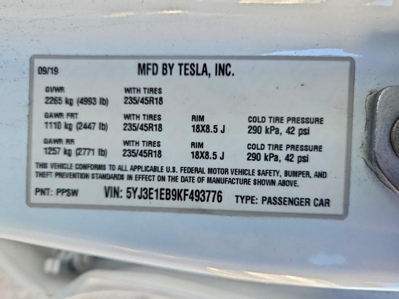 2019 TESLA MODEL 3 12