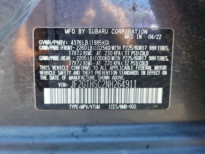 2022 SUBARU CROSSTREK SPORT SPORT 12