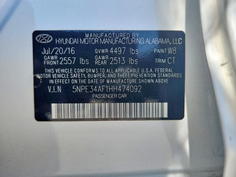2017 HYUNDAI SONATA SPORT SPORT 12