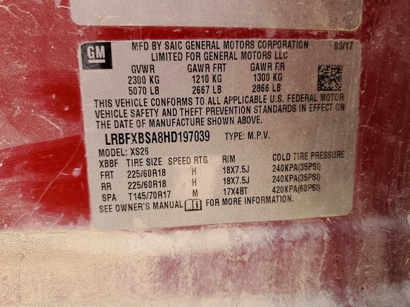 2017 BUICK ENVISION ESSENCE 12