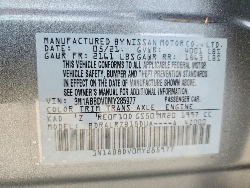 2021 NISSAN SENTRA SR 13