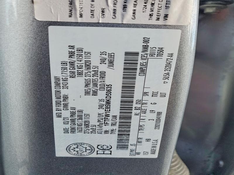 2021 FORD F150 SUPERCREW 12