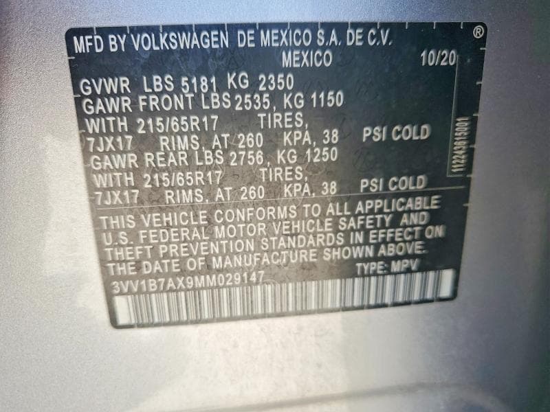 2021 VOLKSWAGEN TIGUAN S S 14