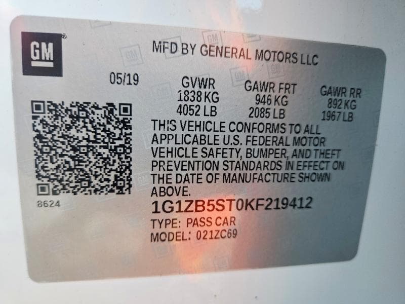 2019 CHEVROLET MALIBU LS 12