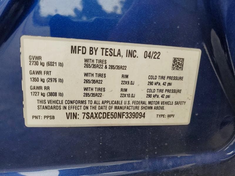 2022 TESLA MODEL X 13