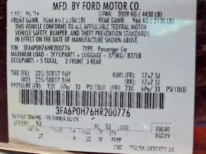 2017 FORD FUSION SE 12