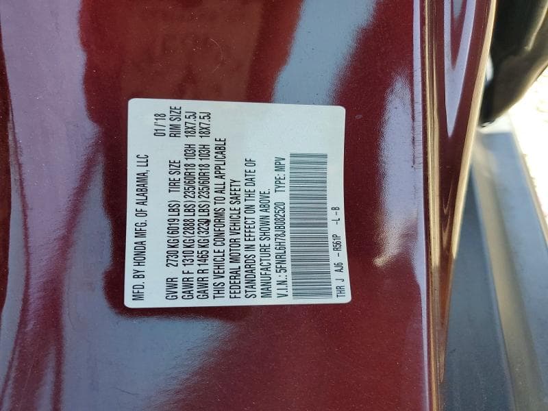 2018 HONDA ODYSSEY EXL 13