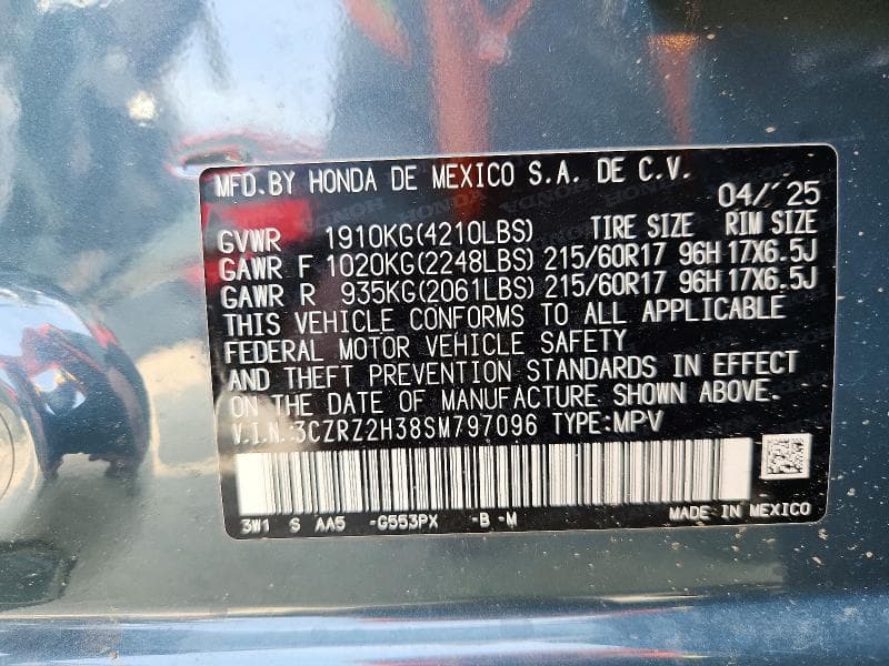 2025 HONDA HR-V LX 13
