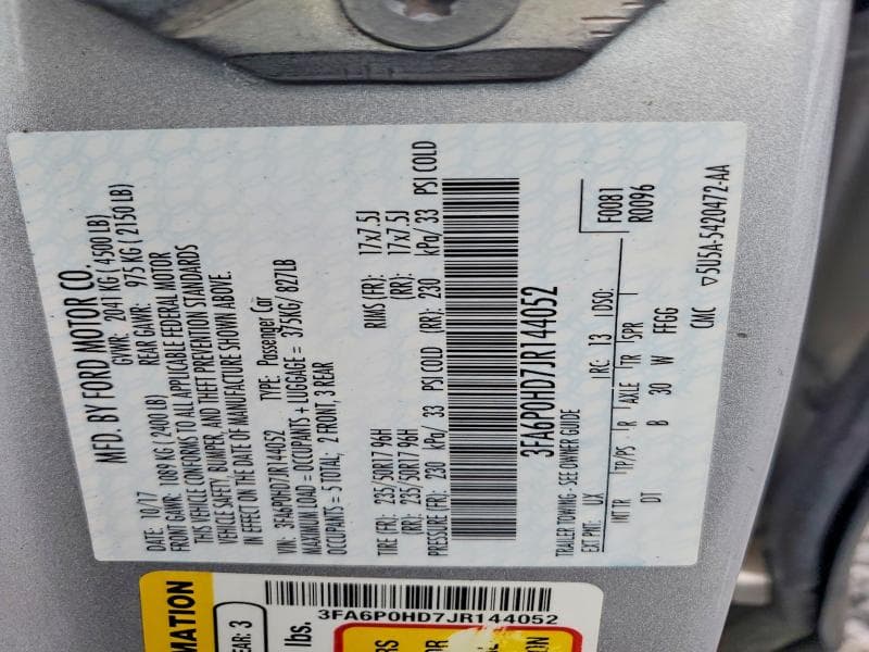 2018 FORD FUSION SE 12