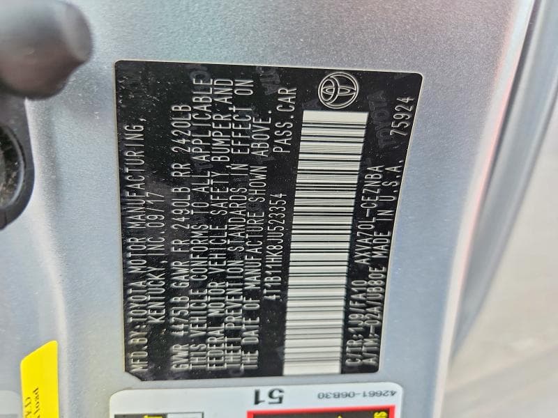 2018 TOYOTA CAMRY LE LE 12