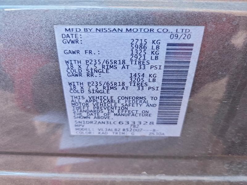 2020 NISSAN PATHFINDER S S 14