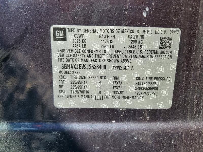 2018 CHEVROLET EQUINOX LT LT 12