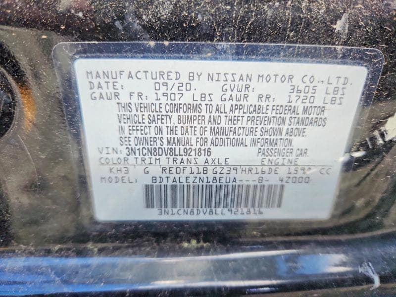 2020 NISSAN VERSA S S 12