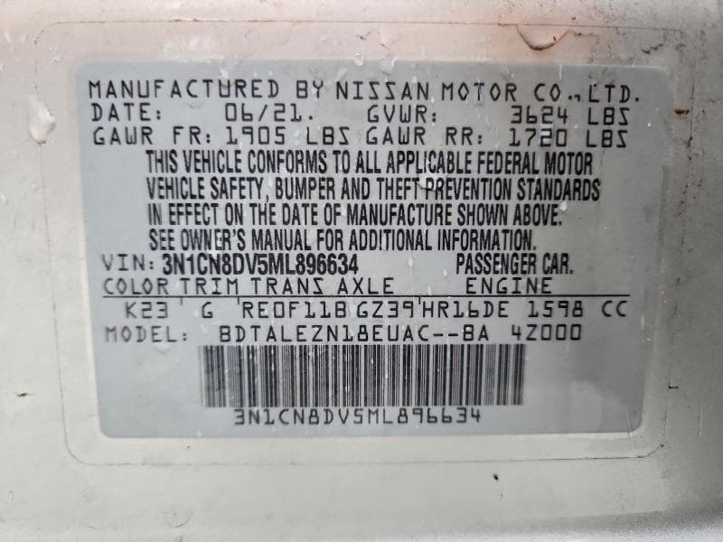 2021 NISSAN VERSA S S 13