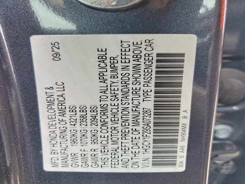 2025 HONDA ACCORD LX 12