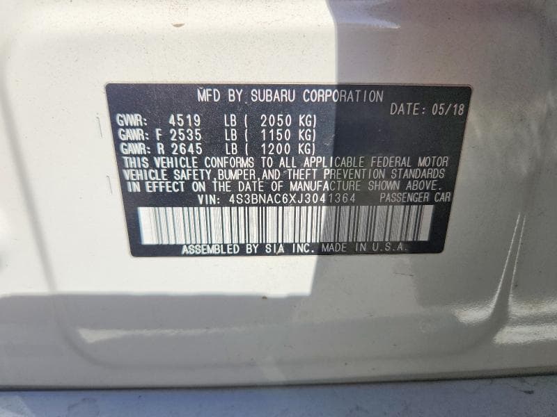 2018 SUBARU LEGACY 2.5I PREMIUM 2.5I PREMIUM 12