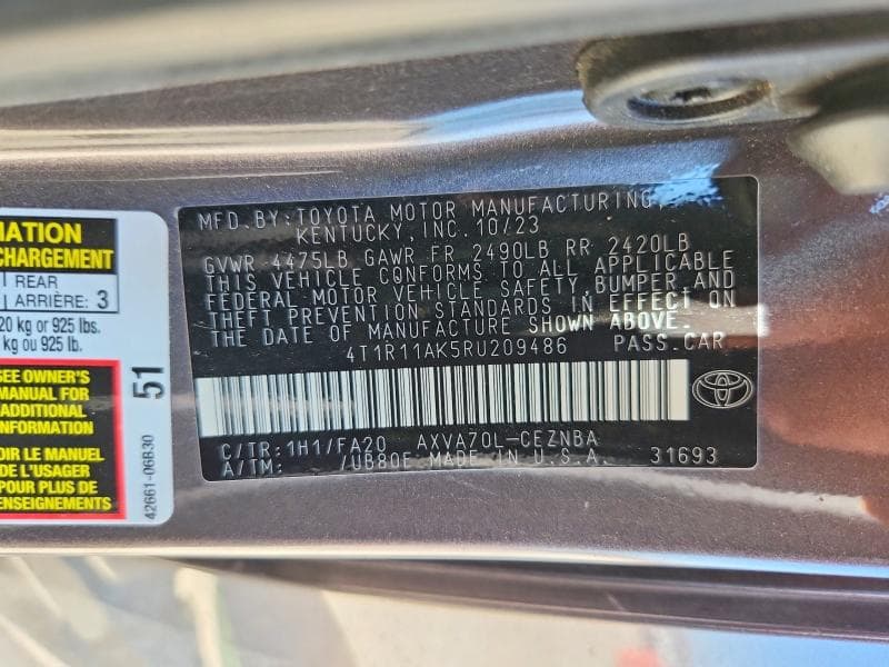 2024 TOYOTA CAMRY LE 12