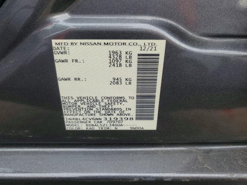 2022 NISSAN ALTIMA SR SR 12