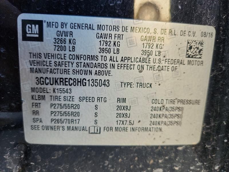 2017 CHEVROLET SILVERADO K1500 LT K1500 LT 12