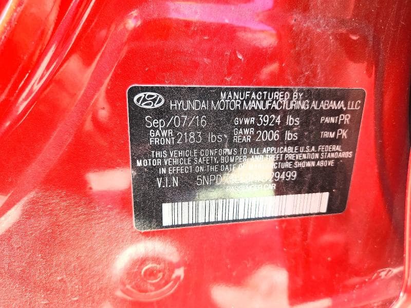 2017 HYUNDAI ELANTRA SEL SEL 12