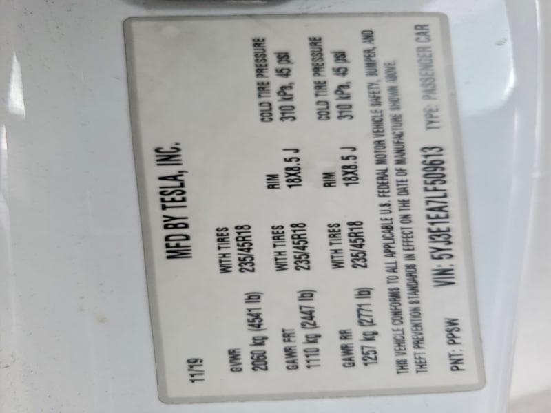 2020 TESLA MODEL 3 12