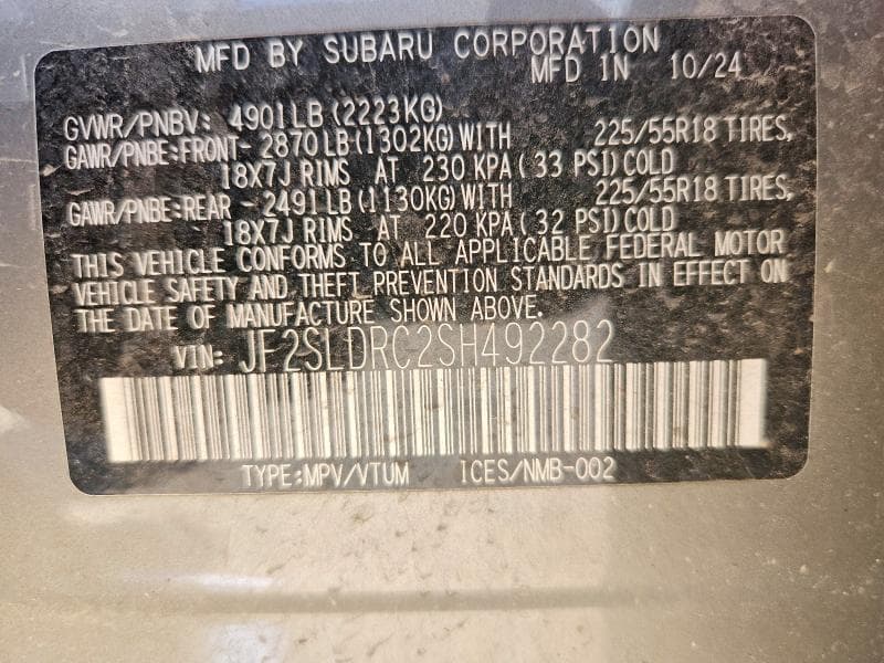 2025 SUBARU FORESTER LIMITED 13