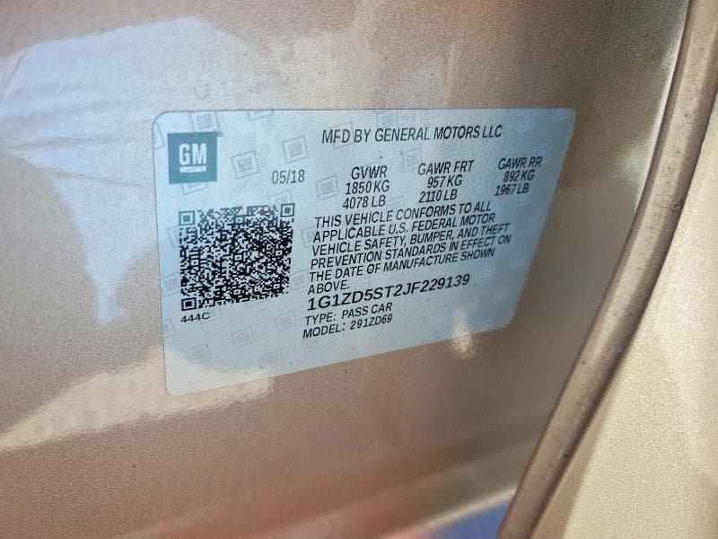 2018 CHEVROLET MALIBU LT LT 12