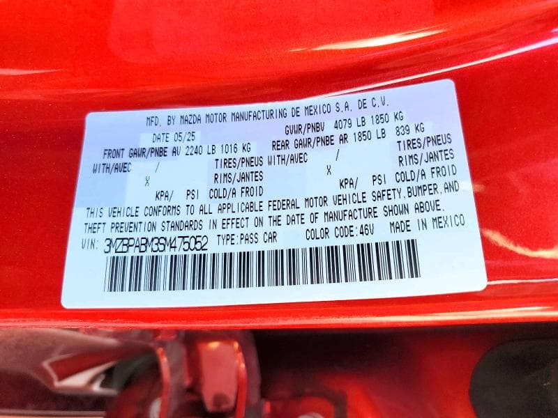 2025 MAZDA 3 SELECT SPORT SELECT SPORT 12