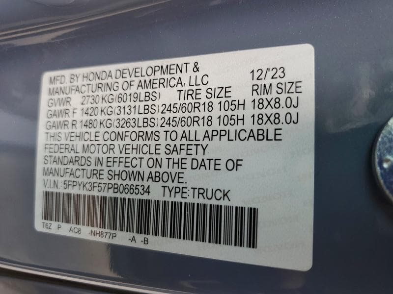 2023 HONDA RIDGELINE RTL RTL 13